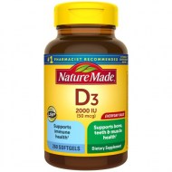 Nature Made Vitamin D3 2000 IU (50 mcg) Softgels 260 Count Everyday Value for Bone Health