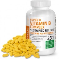 Super B Vitamin B Complex Sustained Slow Release (Vitamin B1 B2 B3 B6 B9 B12) Contains All B Vitamins 250 Tablets